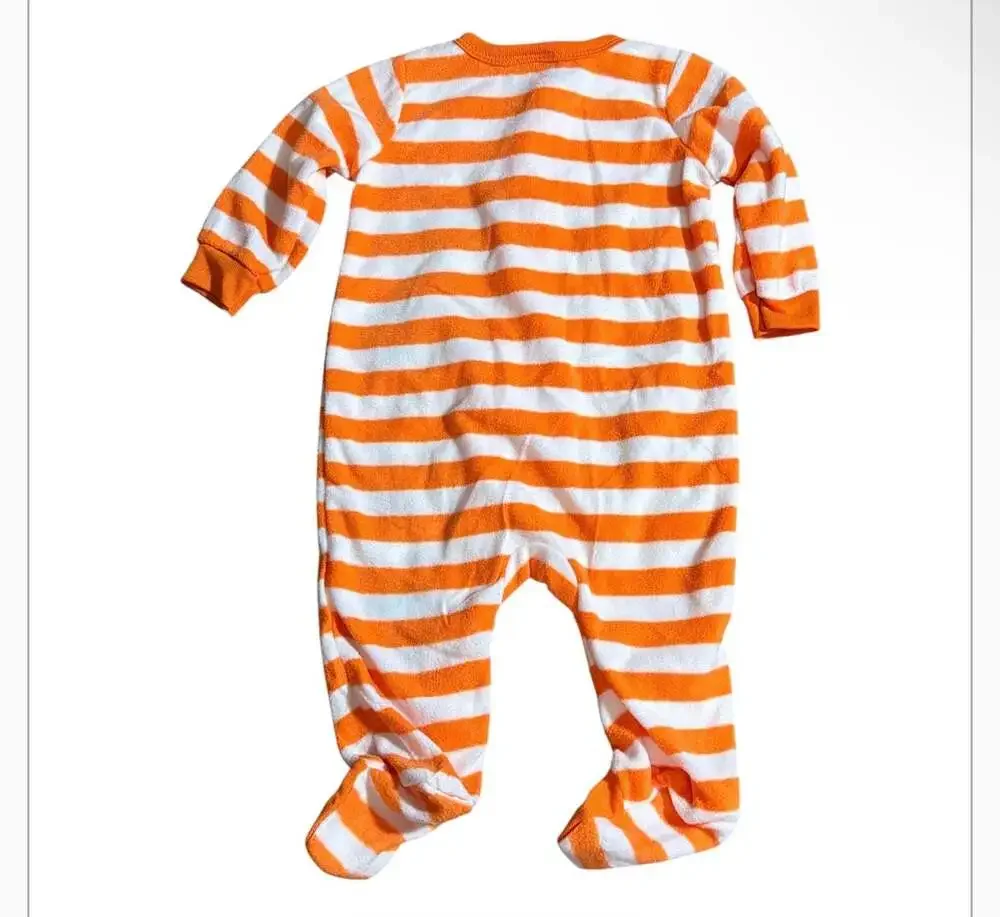 Koala Kids Peek-A-Boo Halloween Pumpkin Striped Footed Sleeper 3-6M NWT